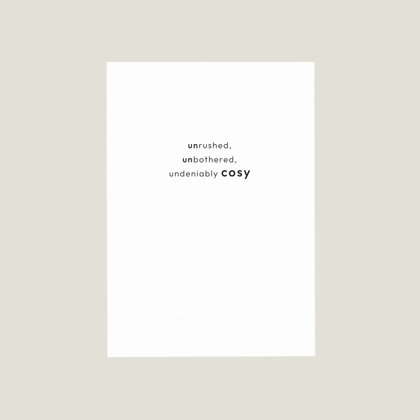 'UNDENIABLY COSY' Card